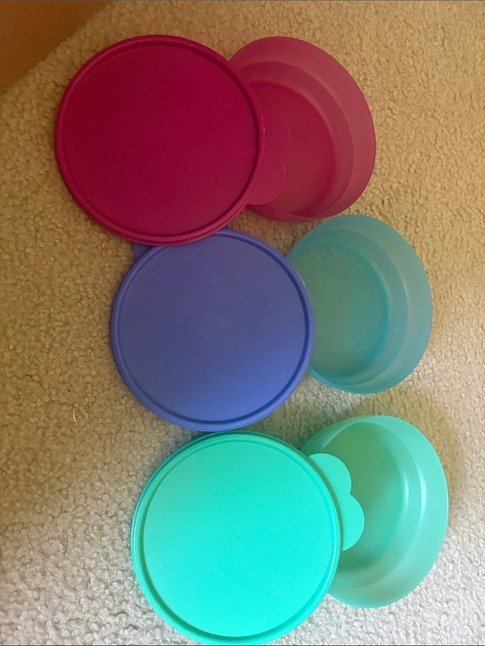 Tupperware Blue Flower-Shaped Serving Tray Set